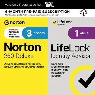 Norton - 360 (3 Device) with LifeLock Identity Advisor (1 Adult) 