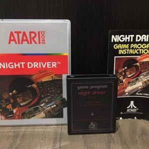 Atari 2600 Night Driver Game Cartridge with Manual and Case