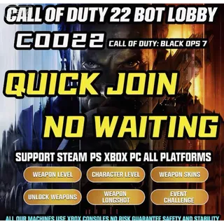 COD 22 Bot Lobby – 1 Hours| Weapons, Skins & XP