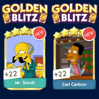 Mr. Snrub & Carl Carlson GOLDEN BLITZ Monopoly Go