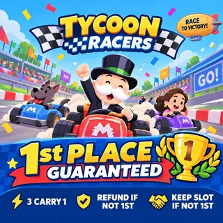 Tycoon Racers 1st Place Carry | 3 Accounts Carry 1 Player | Monopoly Go