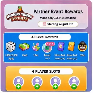 Looney Tunes Partners 4 SLOT Monopoly GO