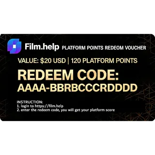 $20.00 / score: 120,  redeem code for film.help