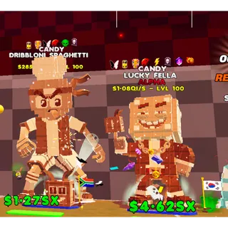 NEW 🍬 BUNDLE x2 Dribbloni Spaghetti, Lucky Fella 1.08QI/S - 285QA/S (☢️🏆🦋🔴💀⚰️⚡️🔮☄️) - ALPHA - Kick a Lucky Rot Fortnite