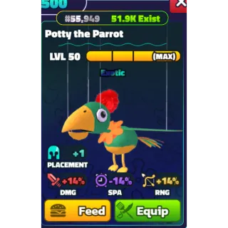 Potty the parrot lvl 50