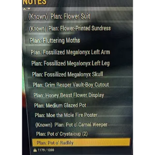 Fallout 76 Plans Pick one 