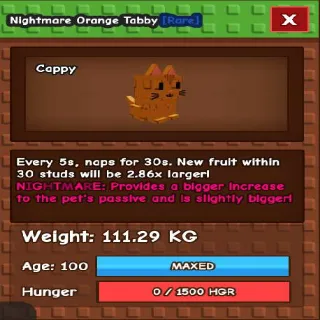 NIGHTMARE COLOSSAL TITANIC ORANGE TABBY 111.29KG