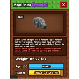 MEGA TITANIC RHINO 85.97KG