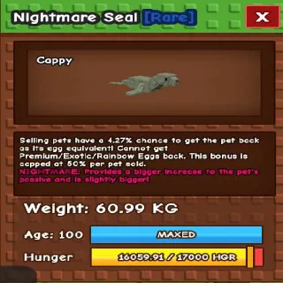 NIGHTMARE HUGE SEAL 60.99KG