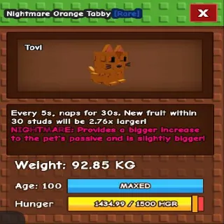 NIGHTMARE GODLY TITANIC ORANGE TABBY 92.85KG