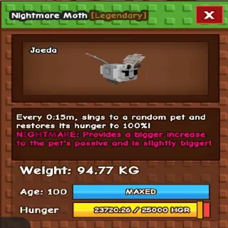 Nightmare Godly Titanic Moth 94.77KG