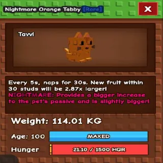 NIGHTMARE GODLY TITANIC ORANGE TABBY 114.01KG