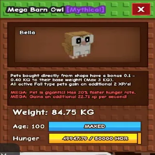 Mega Titanic Barn Owl 84.75KG