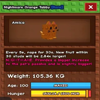 NIGHTMARE COLOSSAL TITANIC ORANGE TABBY 105.36KG