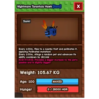 NM COLOSSAL TARANTULA HAWK 105.67KG