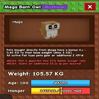 Colossal Titanic Barn Owl 105.57KG