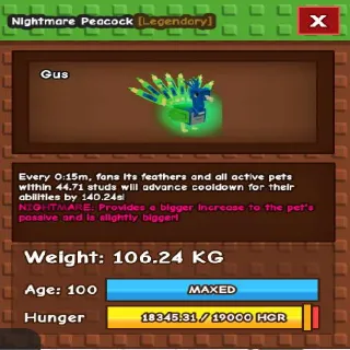 Nightmare Colossal Titanic Peacock 106.24KG