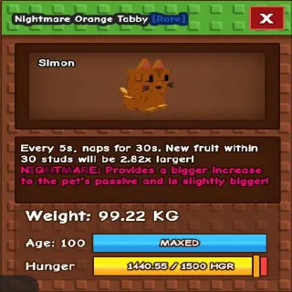 NIGHTMARE GODLY TITANIC ORANGE TABBY 99.22KG