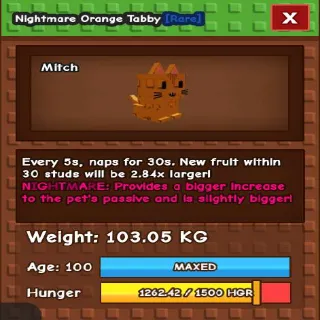 NIGHTMARE GODLY TITANIC ORANGE TABBY 103.05KG