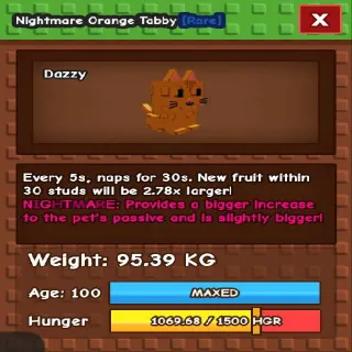 NIGHTMARE GODLY TITANIC ORANGE TABBY 95.39KG