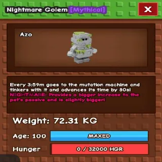 NIGHTMARE SEMI TITANIC GOLEM 72.31KG