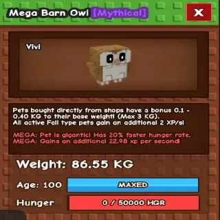 MEGA BARN OWL 86.55KG