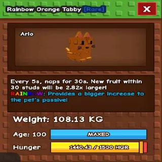 RAINBOW COLOSSAL TITANIC ORANGE TABBY 108.13KG