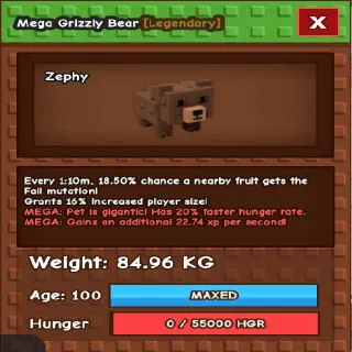 Mega Grizzly Bear 84KG