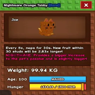 NIGHTMARE GODLY TITANIC ORANGE TABBY 99.94KG