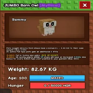 JUMBO BARN OWL 82.67KG