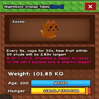 NIGHTMARE COLOSSAL TITANIC ORANGE TABBY 101.85KG