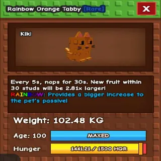 RAINBOW COLOSSAL TITANIC ORANGE TABBY 102.48KG