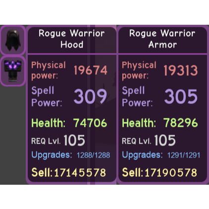 Other Rogue Warrior Armor Set In Game Items Gameflip - all melee spells in dungeon quest roblox