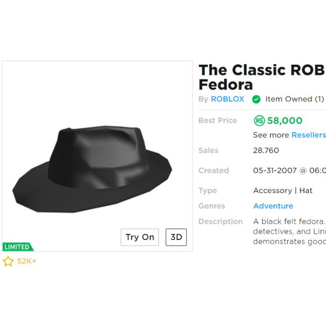 Collectibles Classic Roblox Fedora In Game Items Gameflip - roblox items sold