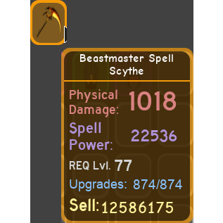 Roblox Dungeon Quest Beastmaster Spell Scythe