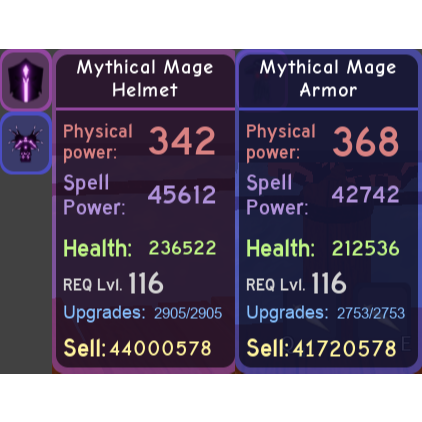 Other Mythical Mage Armor Set In Game Items Gameflip - roblox dungeon quest armor drops