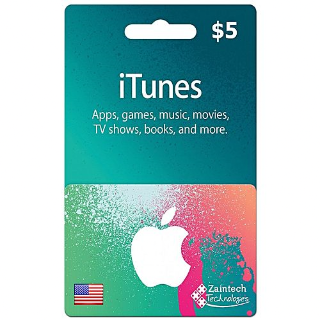 iTunes Gift Card $5 USD USA Apple iTunes 5 Dollars United States