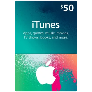 $50 iTunes Gift Card US - SPECIAL DEAL!