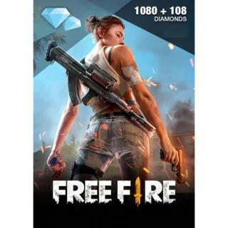 1080+108 Free fire Diamonds GLOBAL