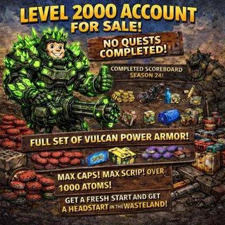 Fallout 76 PC Level 2000+ Account. Complete Scoreboard. Full Set Of Vulcan Power Armor. Max Cap/Scrip And More!