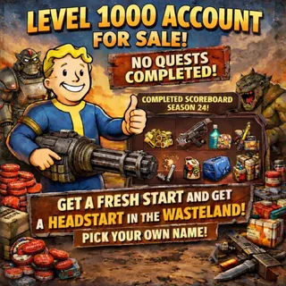 Fallout 76 PC +1000 Level Account Complete Scoreboard, No Quests Completed! 