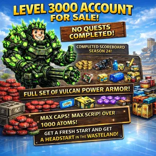 Fallout 76 PC Level 3000+ Account. Complete Scoreboard. Full Set Of Vulcan Power Armor. Max Cap/Scrip And More!