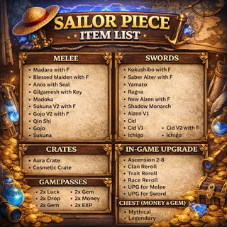 SAILOR PIECE ORDER LIST | SP