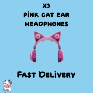 x3 Pink Cat Ear Headphones