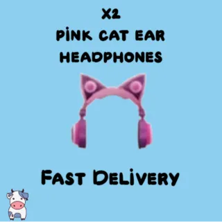 x2 Pink Cat Ear Headphones