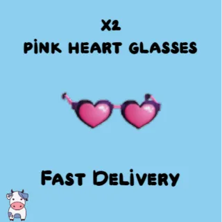 x2 Pink Heart Glasses