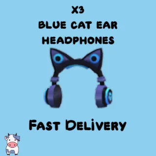 x3 Blue Cat Ear Headphones