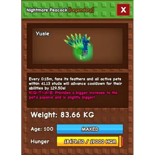 Nightmare Peacock 83.66 KG 15s CD ( NO TOY )