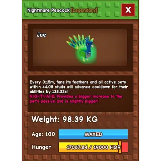 Nightmare Peacock 98.39 KG 15s CD ( NO TOY )