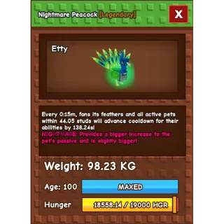 Nightmare Peacock 98.23 KG 15s CD ( NO TOY )